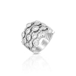 Yael 18k White Gold Multi-Row Bubble Design Diamond Fashion Ring