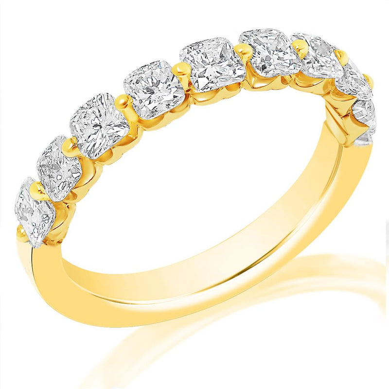 Davis Classics Women's 14k Yellow Gold Cushion Cut Diamond Band
