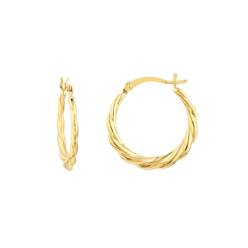Davis Classics 14k Yellow Gold Twist Design Hoop Earrings