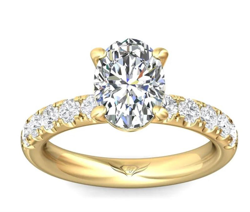 Martin Flyer Sidestone Diamond Engagement Ring Setting in 14k Yellow Gold
