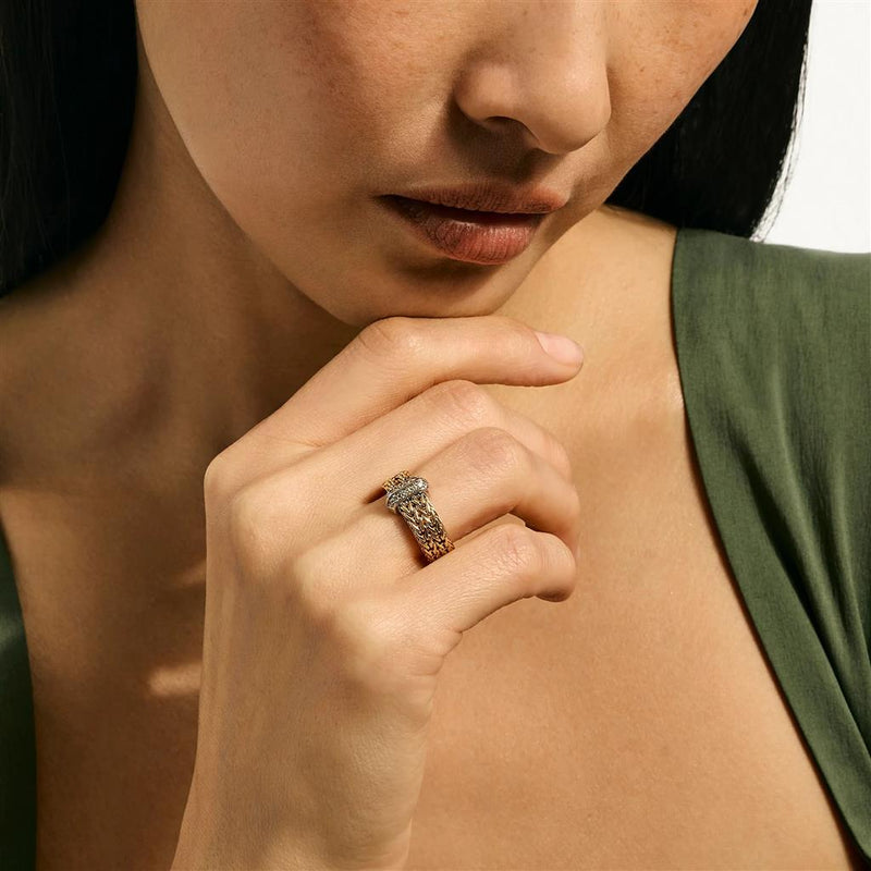 John Hardy 14k Yellow Gold Icon Link Bar Diamond Ring
