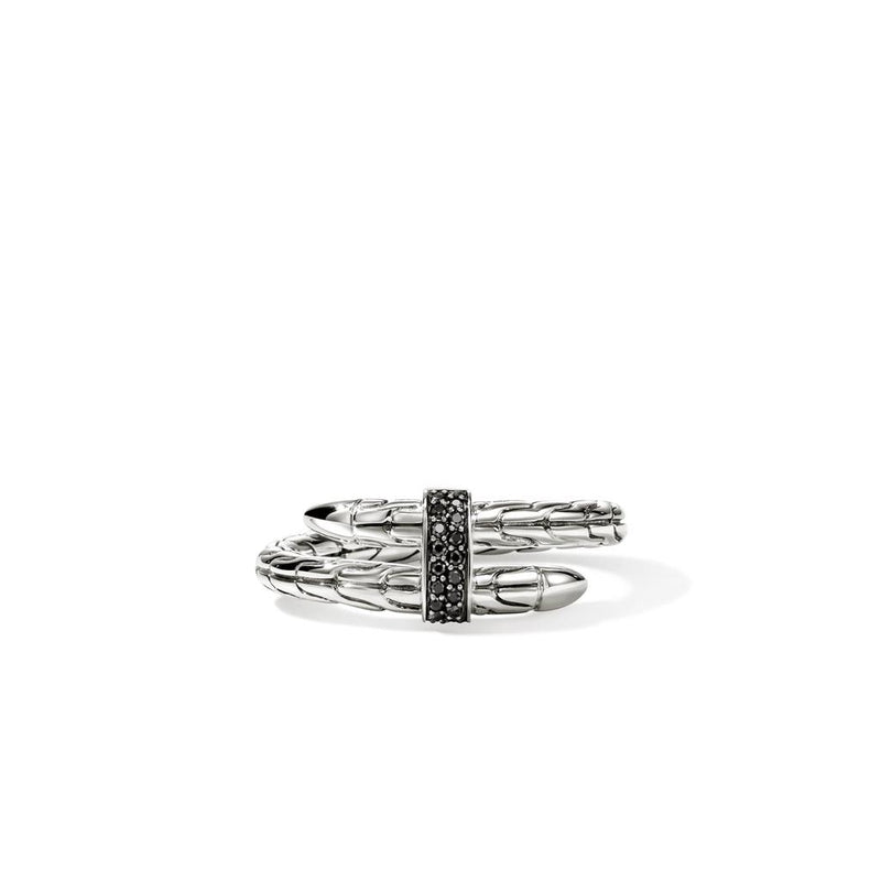 John Hardy Sterling Silver Spear Black Sapphire Ring