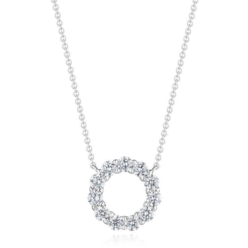 Davis Classics 18k White Gold Circle of Love Diamond Pendant