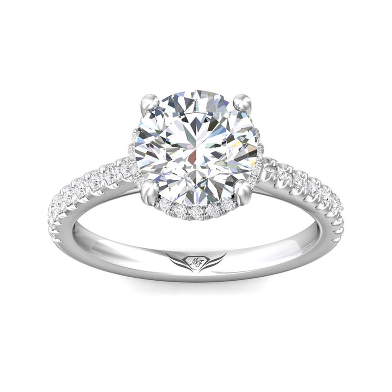 Martin Flyer 14k White Gold Shadow Halo Semi Mount Engagement Ring Setting