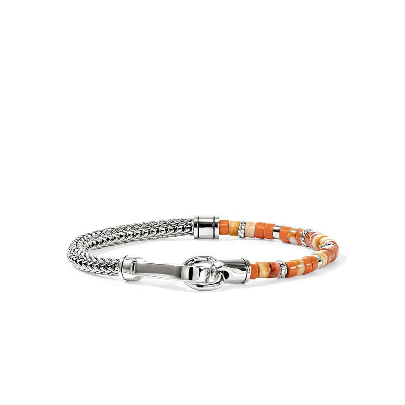 John Hardy Sterling Silver Heishi Enamel and Oyster Shell Bead Bracelet