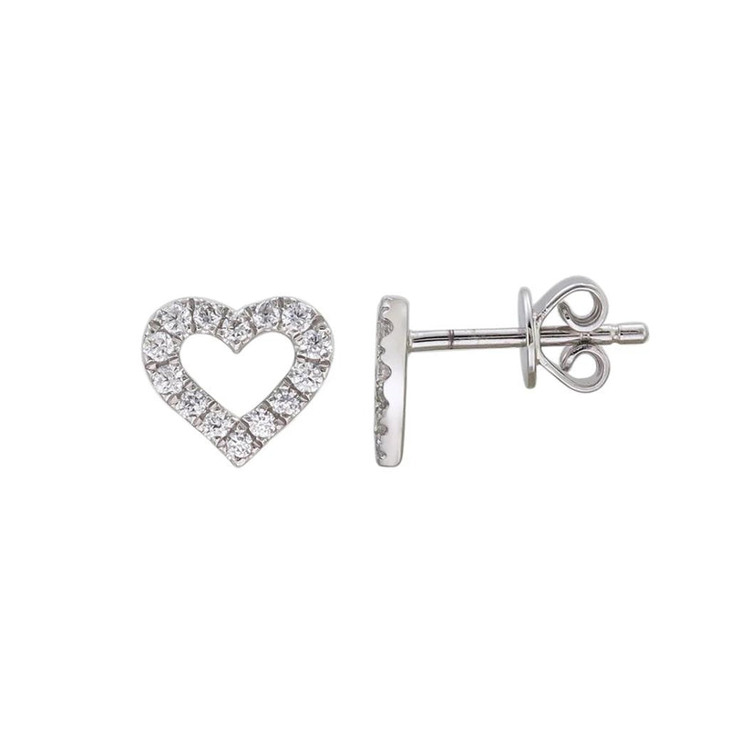 Davis Classics 14k White Gold Diamond Heart Stud Earrings