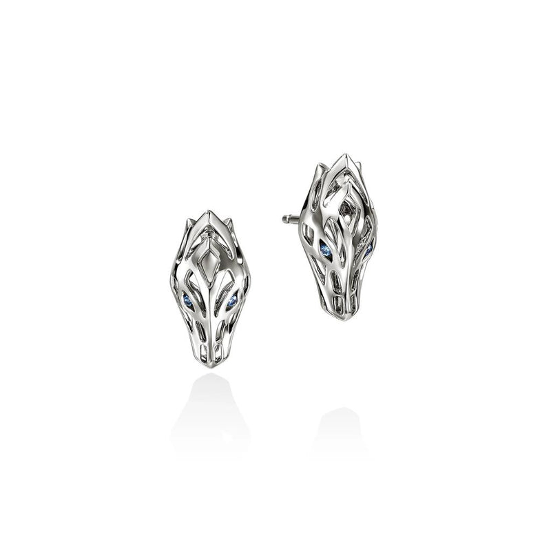 John Hardy Sterling Silver Naga Sapphire Stud Earrings