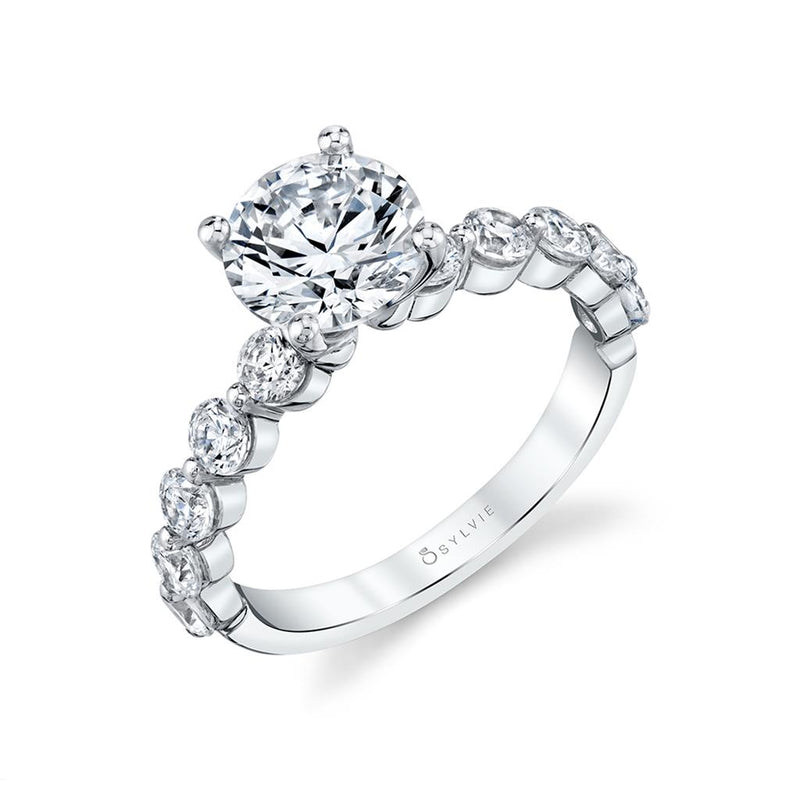 Sylvie 14k White Gold Classic Style Engagement Ring Setting