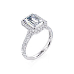 Davis Classics 18k White Gold Emerald-Cut Halo Design Setting