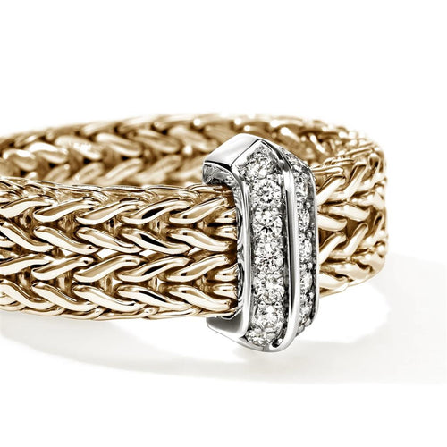John Hardy 14k Yellow Gold Icon Link Bar Diamond Ring