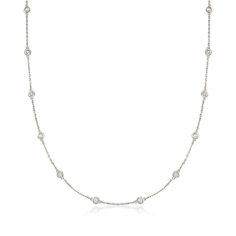 Davis Classics 14k White Gold Diamond by the Yard Necklace