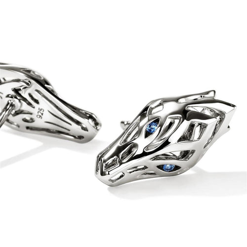 John Hardy Sterling Silver Naga Sapphire Stud Earrings