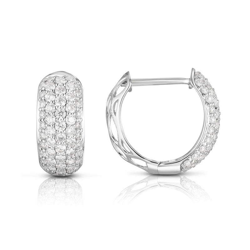 Davis Classics 14k White Gold Multi-Row Diamond Huggie Hoop Earrings