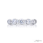 JB Star Women's Platinum Wedding Band with Round Brilliant and Baguette Cut Diamonds
