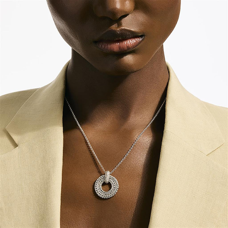 John Hardy Sterling Silver Icon Diamond Circle Pendant Necklace