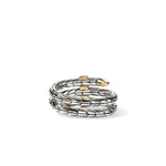 John Hardy Sterling Silver and 14k Yellow Gold Spear Triple Tier Diamond Ring