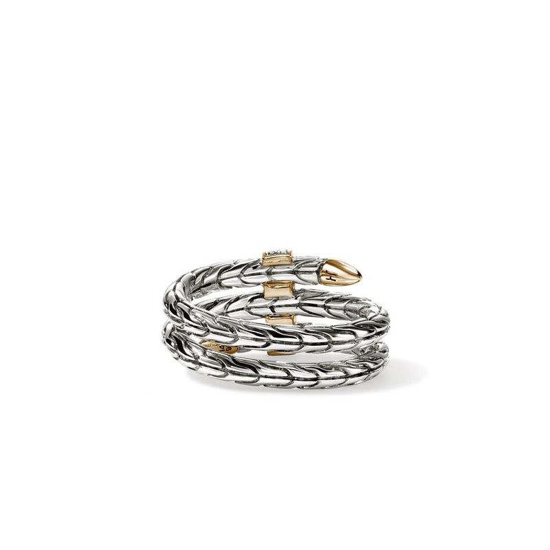 John Hardy Sterling Silver and 14k Yellow Gold Spear Triple Tier Diamond Ring