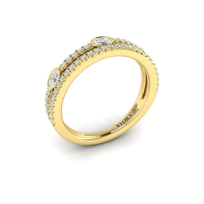 Vlora Women's 14k Yellow Gold Stackable Open Double Row Station Style Diamond Band