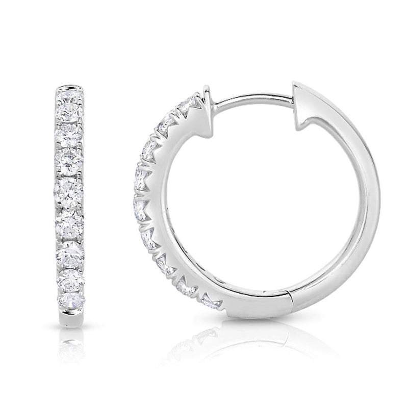 Davis Classics 14k White Gold Diamond Hoop Earrings