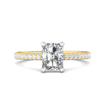 Martin Flyer Radiant Diamond Cathedral Engagement Ring Setting in 14K Yellow Gold