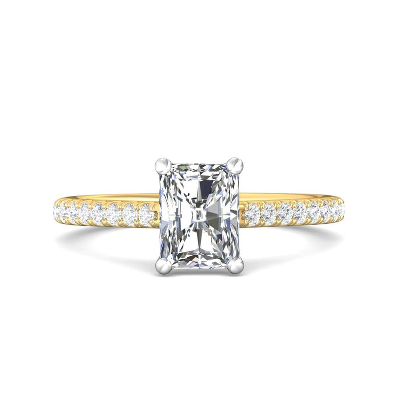 Martin Flyer Radiant Diamond Cathedral Engagement Ring Setting in 14K Yellow Gold