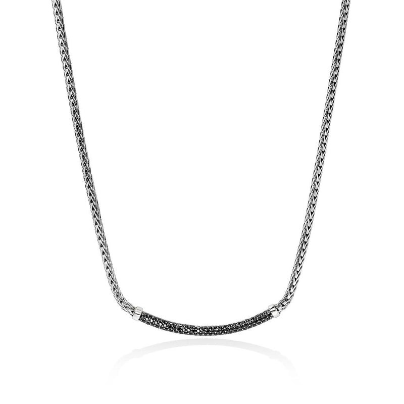 John Hardy Sterling Silver Essential Pavé Black Sapphire Necklace