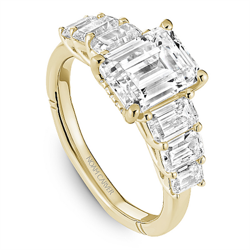 Noam Carver Sidestone Diamond Engagement Ring Setting in 14k Yellow Gold