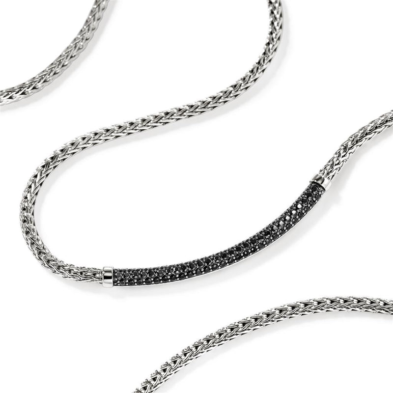 John Hardy Sterling Silver Essential Pavé Black Sapphire Necklace