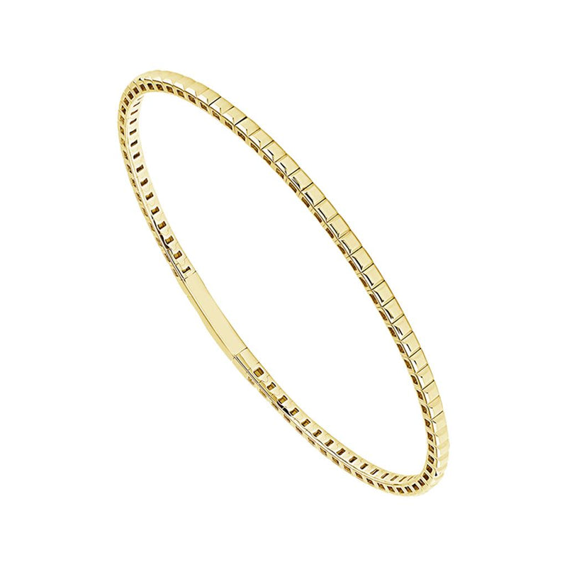 Davis Classics 14k Yellow Gold Flexie Collection Squared Station Tracer Bangle Bracelet