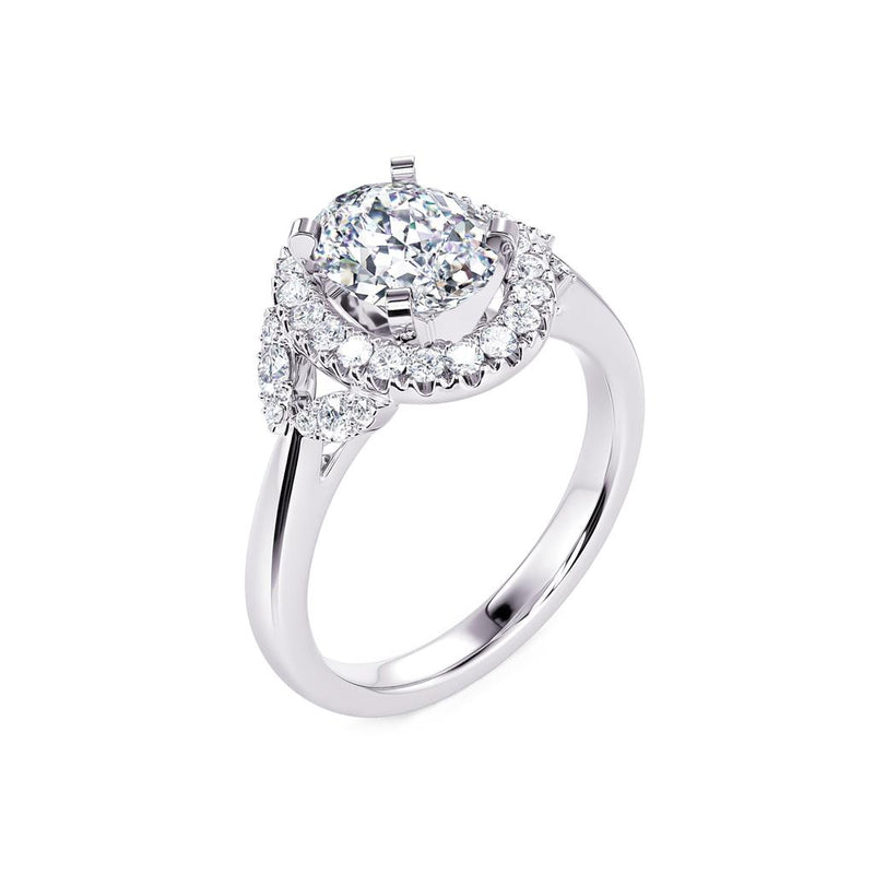 Davis Classics 14k White Gold Oval Shadow Halo Design Semi-Mount