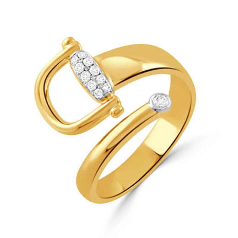 Doves 18k Yellow Gold Diamond Bypass Stirrup Fashion Ring