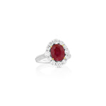 Yael 18k White and Yellow Gold Ruby and Diamond Floral Halo Ring