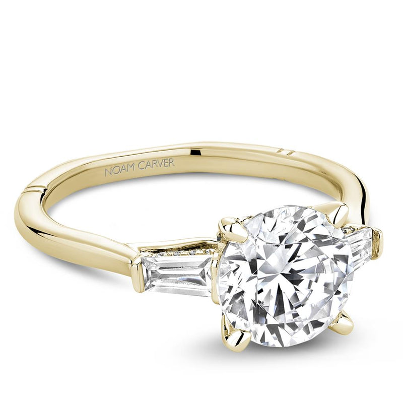 Noam Carver 14k Yellow Gold Atelier Collection Three-Stone Inspired Engagement Ring Setting