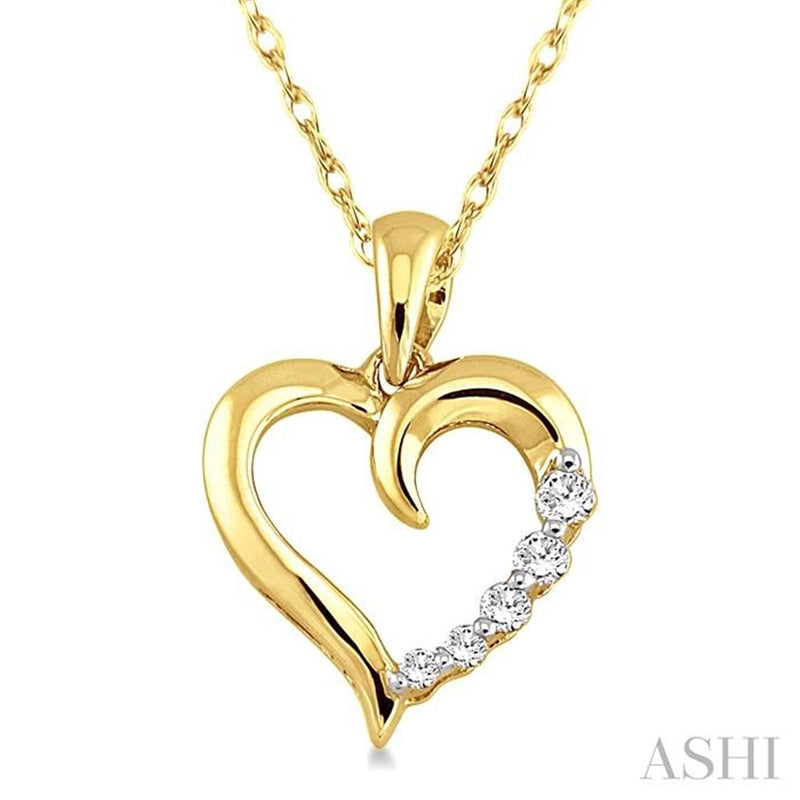 Davis Classics 14k Yellow Gold Diamond Journey Heart Pendant Necklace