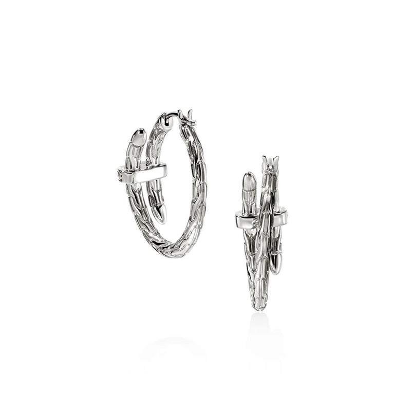 John Hardy Sterling Silver Diamond Spear Hoop Earrings