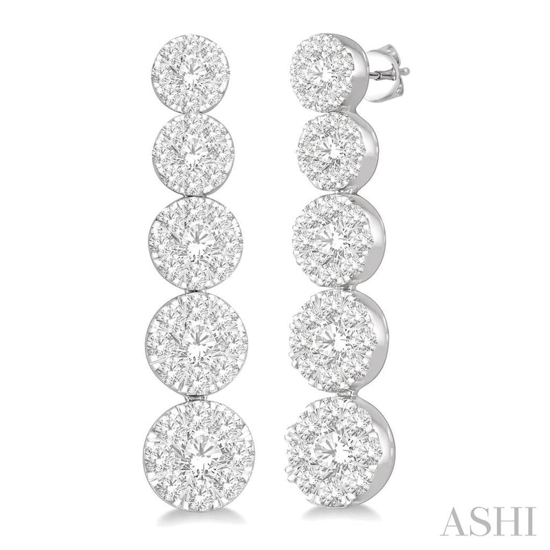 Davis Classics 14k White Gold Five-Station Drop Diamond Earrings