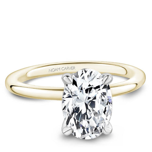 Noam Carver 14k Yellow Gold Solitaire Engagement Ring Setting with White Gold Head