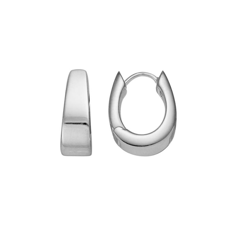 Davis Classics Sterling Silver Rhodium-Plated Tapered Hoop Earrings