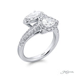 JB Star Platinum Double Row Bypass Engagement Ring with Pear Diamond Centers