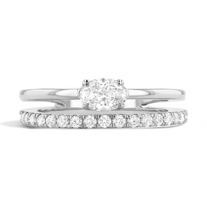 Davis Classics 18k White Gold Couture Paradox Double Row Diamond Fashion Ring