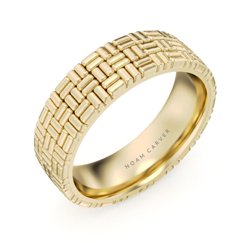 Noam Carver Men's Contemporary Wedding Band in 14k Yellow Gold