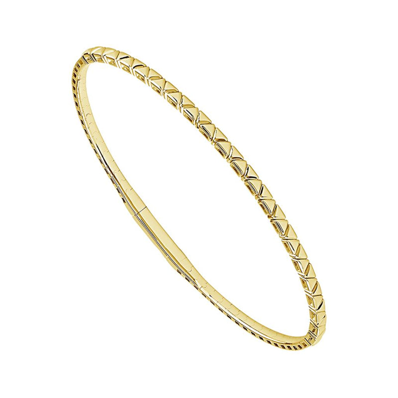Davis Classics 14k Yellow Gold Flexie Collection Triangular Pyramid Tracer Bangle Bracelet