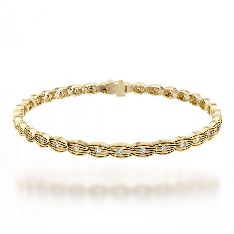 Noam Carver 14k Yellow Gold Rae Collection Frosted Textured Diamond Station Bracelet