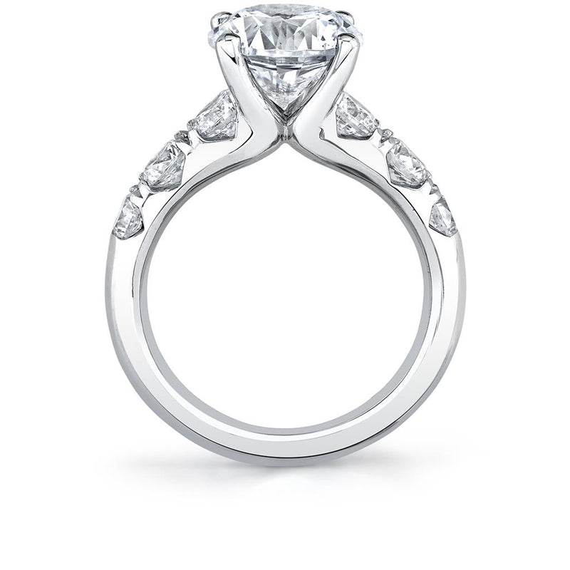 Sylvie 14k White Gold Semi Mount with Graduated Diamond Accents