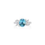Yael 14k White Gold Floral Collection Swiss Blue Topaz and Diamond Fashion Ring