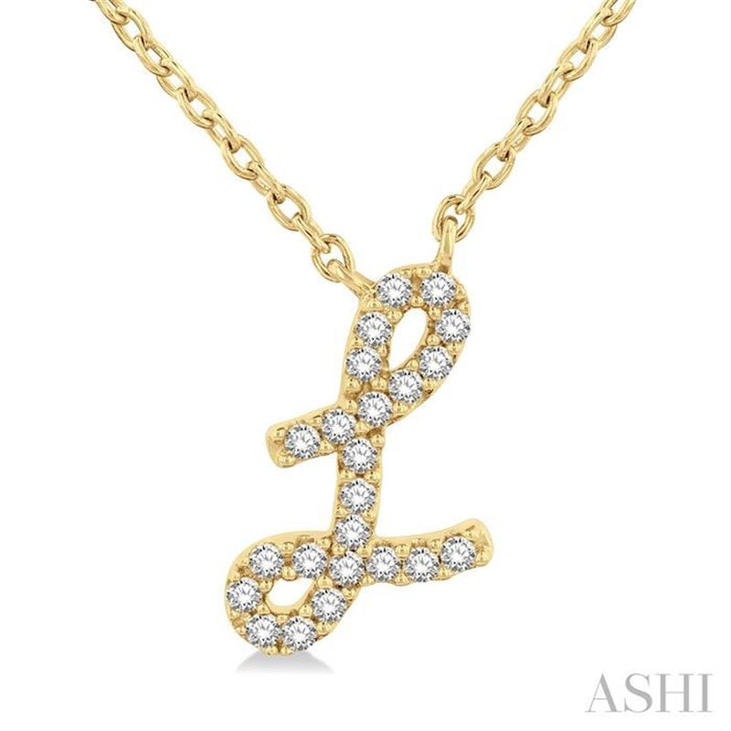Davis Classics 14k Yellow Gold Diamond Initial 'L' Pendant Necklace