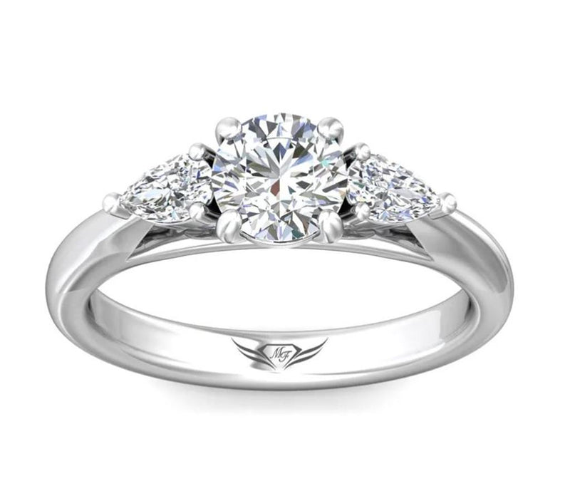 Martin Flyer Three Stone Diamond Engagement Ring Setting in 14k White Gold