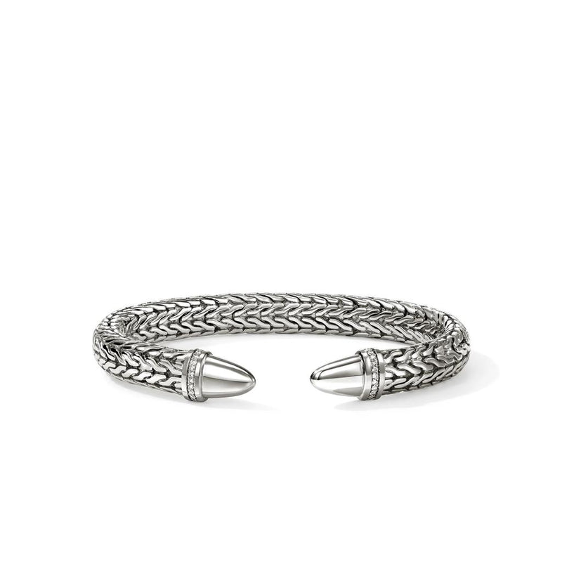 John Hardy Sterling Silver Spear 50 Flex Diamond Cuff Bracelet