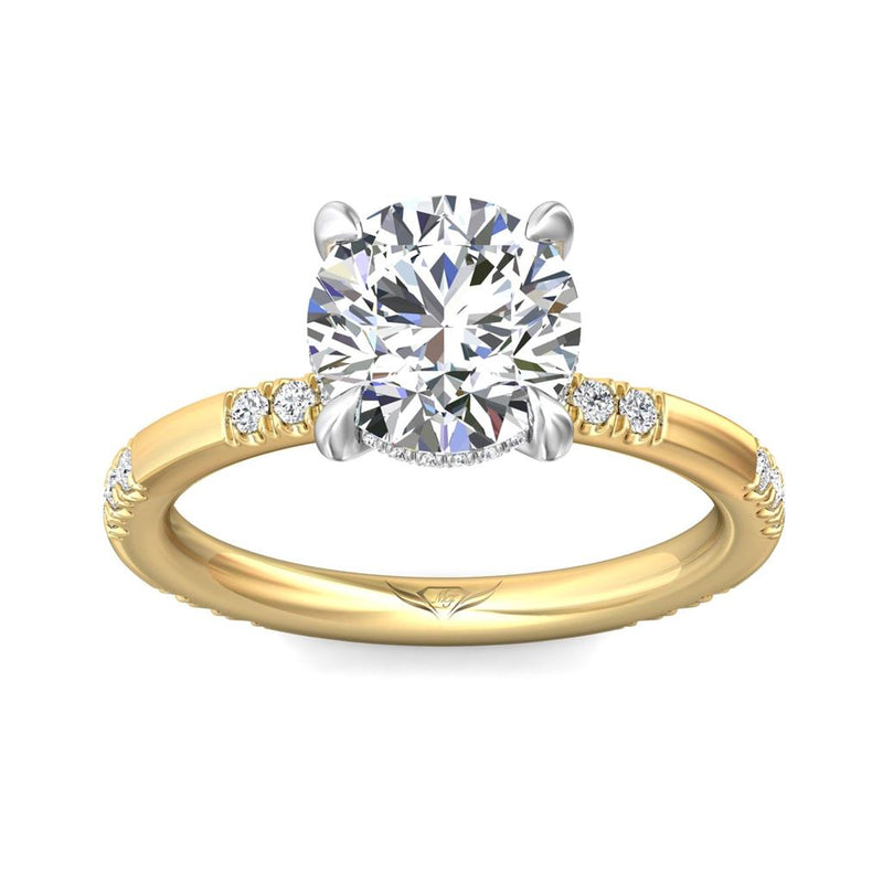 Martin Flyer Hidden Halo Diamond Engagement Ring Setting in 14k White & Yellow Gold
