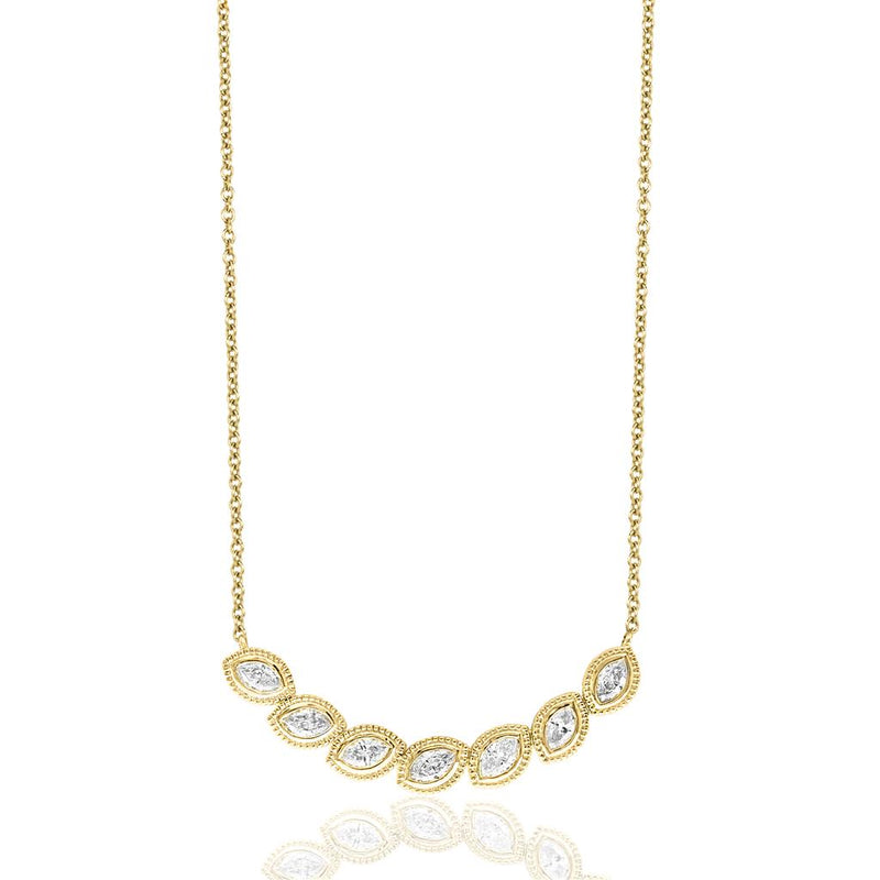 Davis Classics 14k Yellow Gold Vintage Curved Bar Diamond Necklace
